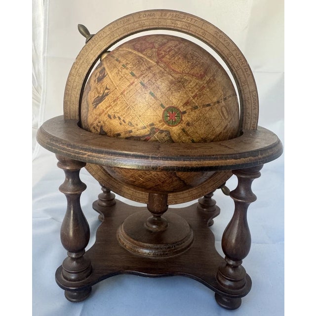 Vintage Mid Century Modern Wooden Tabletop Globe Zodiac, Italy For Sale - Image 4 of 8
