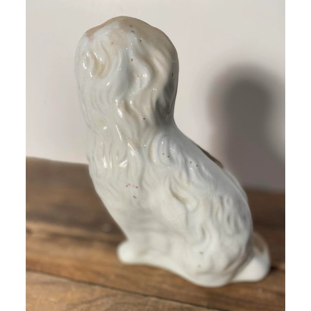 Staffordshire decor white and brown dog. Hand painted. Great Condition