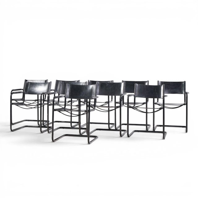 Mid-Century Modern Matteo Grassi "Mg" Mid Century Italian Leather Dining Chairs - Set of 10 For Sale - Image 3 of 11