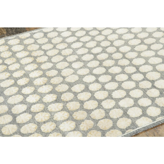 Contemporary Contemporary Block Print Floral Natural Silk Rug by Rug & Kilim, India For Sale - Image 3 of 9