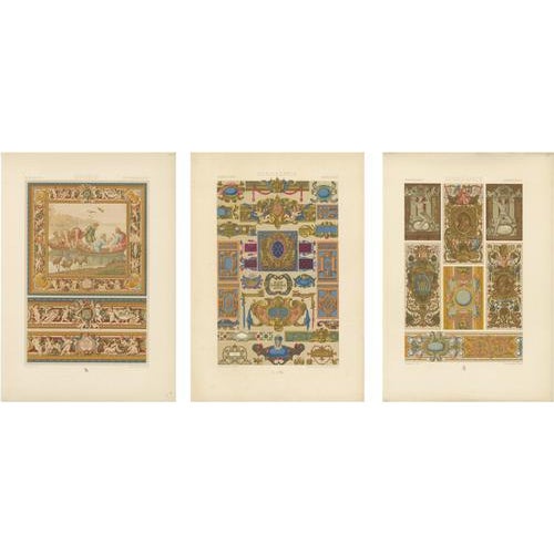 Racinet, Renaissance Religious Ornament, 1873, Chromolithographs, Set of 3 For Sale - Image 9 of 9