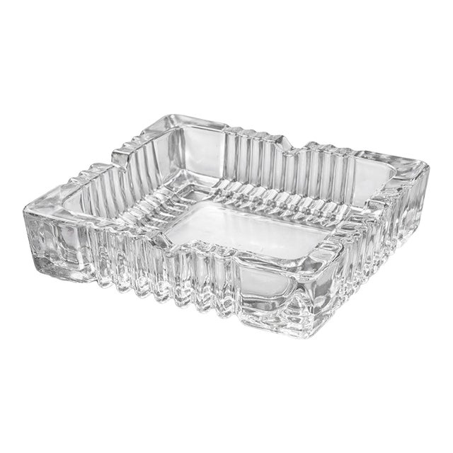 Vintage Architectural Pressed Glass Ashtray – Art Deco Revival Desk Catchall For Sale