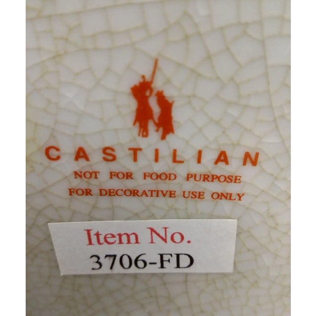 Ceramic Lidded Bowl with Brass & Bamboo Handles For Sale - Image 9 of 10