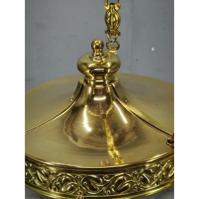 Art Nouveau Secession Pendant Light in Brass and Opaline Glass, Czechoslovakia, 1900s For Sale - Image 11 of 15