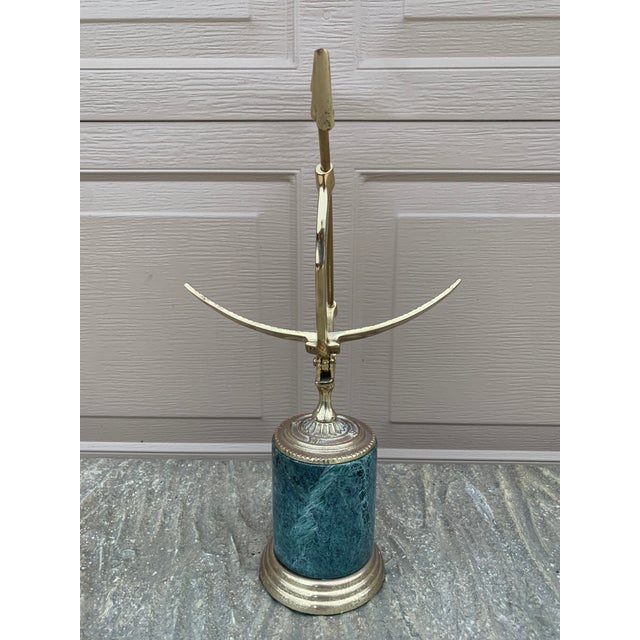 Vintage Neoclassical Brass Armillary Sundial on Green Marble Base For Sale - Image 9 of 10