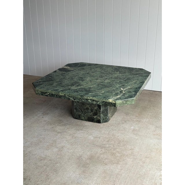 1970s Italian Verde Alpi Marble Coffee Table For Sale - Image 12 of 16