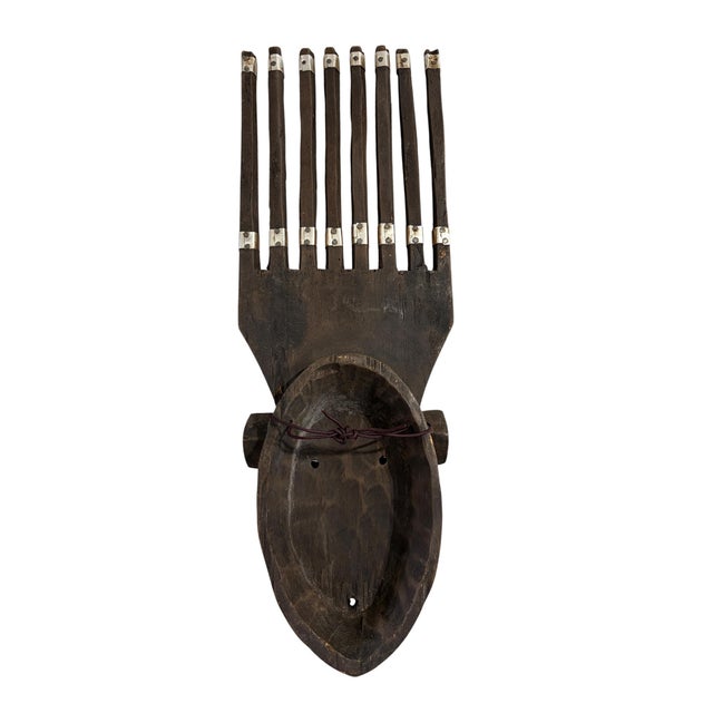 African African Bamana Ntomo Marka Mask W/ Aluminum 22.5" H For Sale - Image 3 of 9