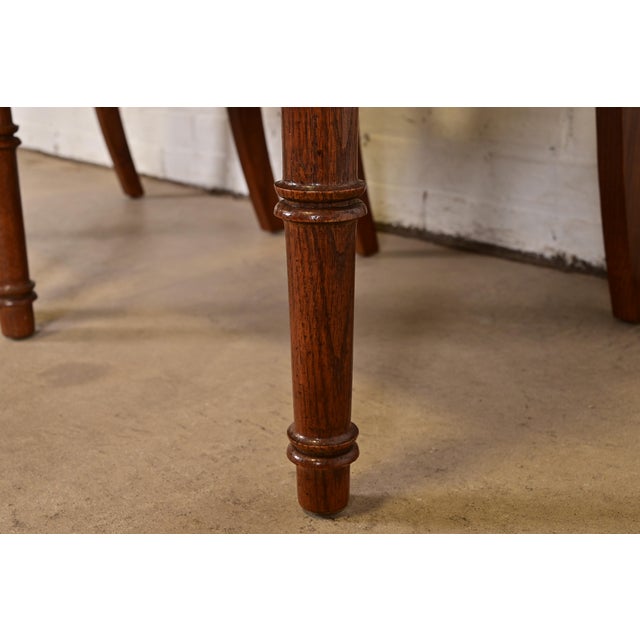 Henredon Style Mid-Century Hollywood Regency Carved Oak and Cane Bamboo Form High Back Side Chairs or Dining Chairs, Set of Three For Sale - Image 9 of 12