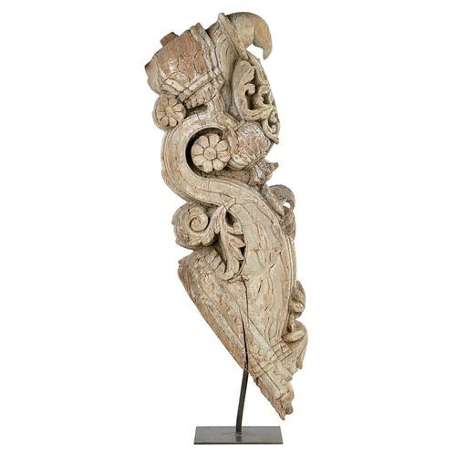 Indian Wooden Architectural Element on Base For Sale - Image 4 of 9