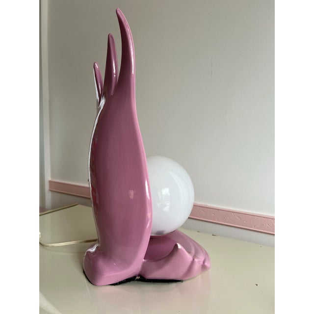 1980 Pink Flame Art Deco Lamps - a Pair For Sale - Image 11 of 12