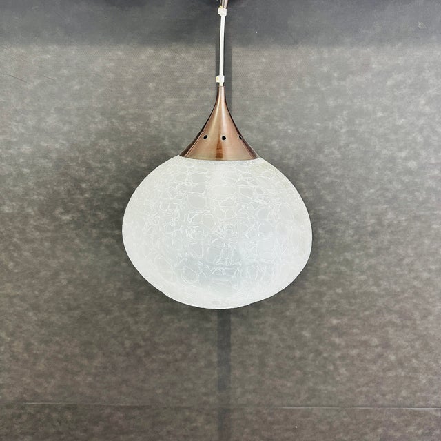 Doria Leuchten Germany 1970s Ice Glass Lamp Attr. To Doria Leuchten For Sale - Image 4 of 4