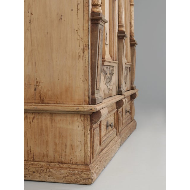 Antique German Baroque Armoire or Cabinet in Stripped Pine Made in the 1700's For Sale - Image 10 of 12