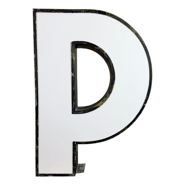 Large Vintage Illuminated Advertising Letter P, 1960s For Sale