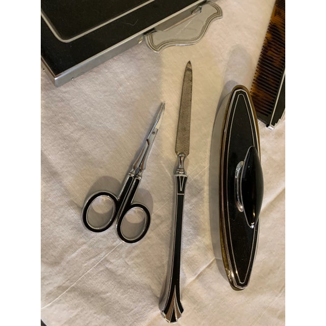 Metal 1930s Art Deco Vanity Set, 13 Pieces For Sale - Image 7 of 13