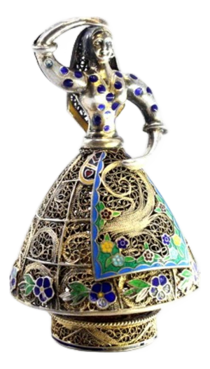 Gilded Silver Figurine with Enamelled Filigree