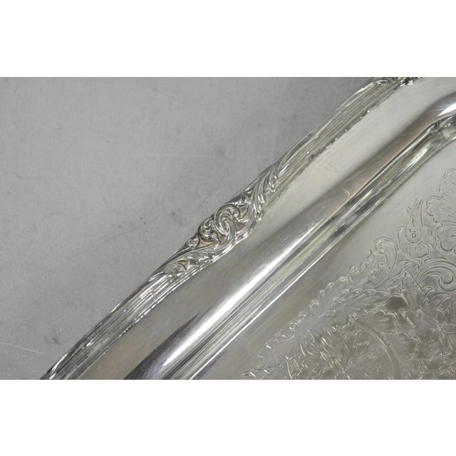 Silver Vintage Sheffield Silver Plated Square Serving Bar Tray W/ Celluloid Handles For Sale - Image 8 of 17