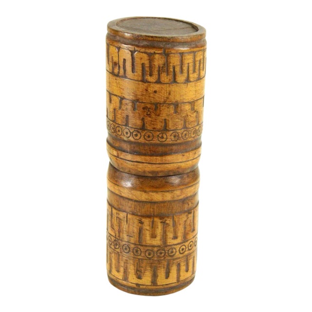 Late 19th Century Carved Wood Lime Container Indonesia # 3 For Sale