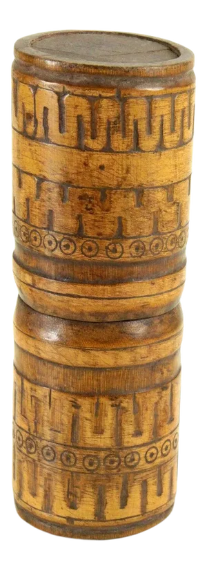 Late 19th Century Carved Wood Lime Container Indonesia # 3