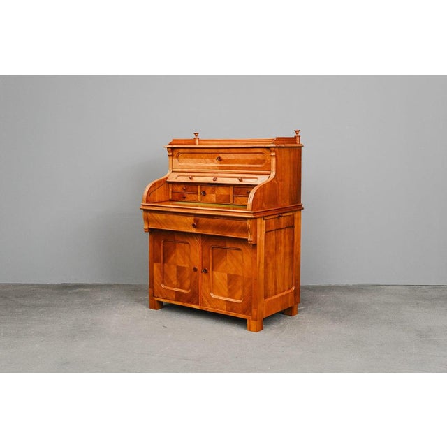 Louis Philippe Cylinder Secretary in Cherrywood, Mid-19th Century For Sale - Image 6 of 18