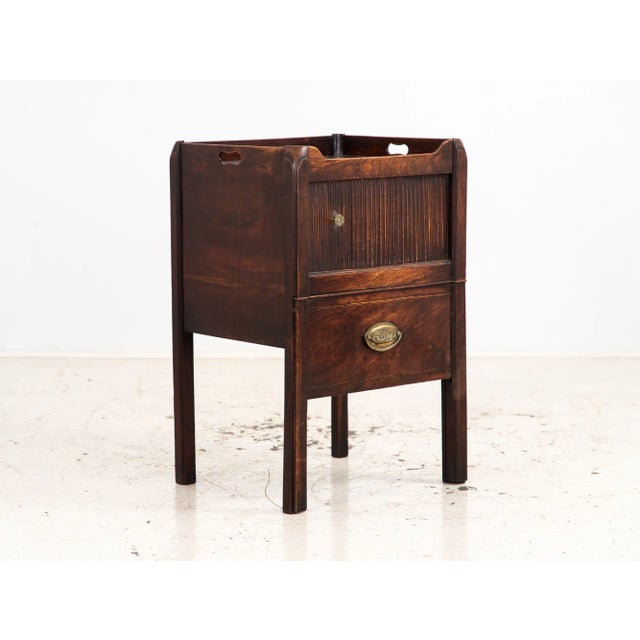 Brown Tambour Front Side Table or Potcupboard With Gallery Top For Sale - Image 8 of 10