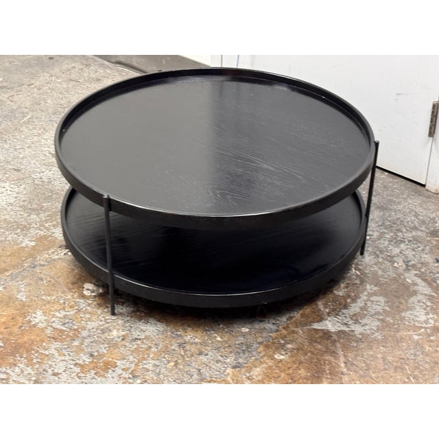Modern Noir for Anthropologie Tiered Oak Coffee Table For Sale - Image 3 of 12