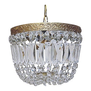 1950s Italian Bronze Basket Chandelier For Sale