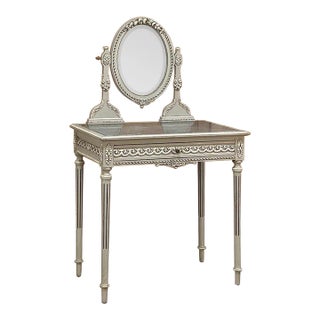 Antique French Louis XVI Painted Marble Top Vanity For Sale