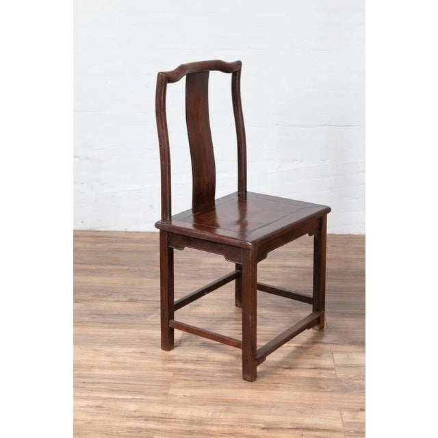 Early 20th Century Chinese Elmwood Dark Patina Scholar's Ceremonial Side Chairs - Set of 4 For Sale - Image 12 of 13