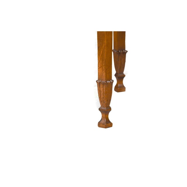 Early 20th Century Antique English Hepplewhite Carved Bellflower Mahogany Caned Oval Side Table For Sale - Image 4 of 12