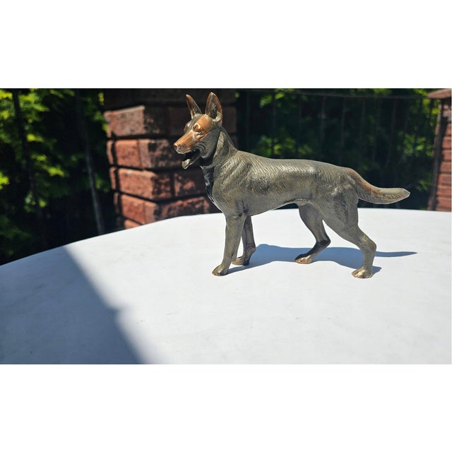 Metal Vintage German Brass Shepherd Figurine, 1960s For Sale - Image 7 of 7