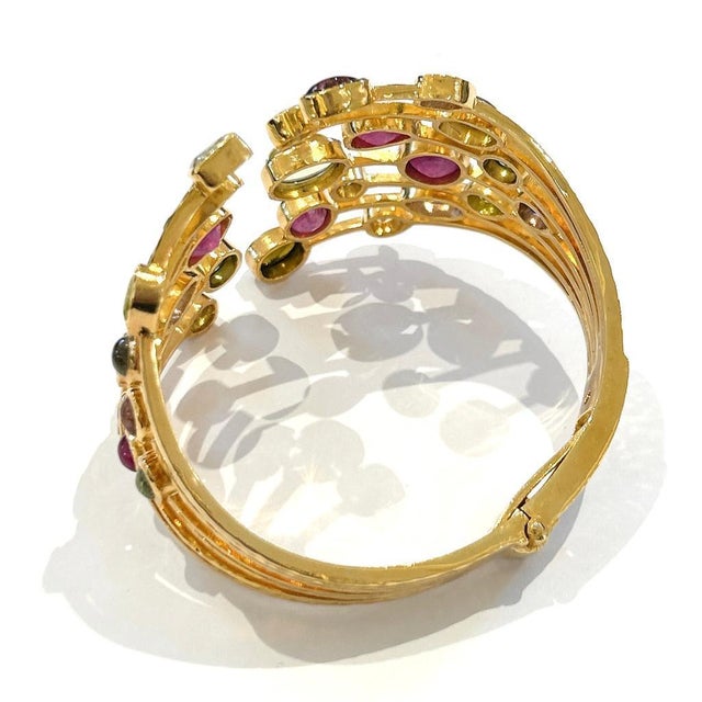 Bochic "Capri" Ruby & Multi Natural Gem Cuff Set In 18K Gold & Silver For Sale - Image 4 of 18