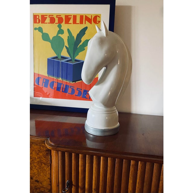 White White Resin Chess Horse Sculpture, Italy 1970s For Sale - Image 8 of 10