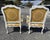 Italian Pair of Vintage Italian Painted Bergere Chairs Upholstered in Yellow and White Linen For Sale - Image 3 of 12