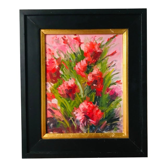 Framed and Signed R J Nelson (Idaho Artist) Impasto Oil Painting - Still Life of Flowers For Sale