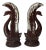Mid-Century Art Deco Boho Chic Swans in Brown Glaze Ceramic With White Tips - A Pair For Sale