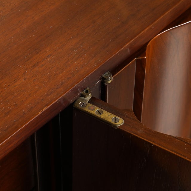 Mid-Century Fluted Walnut Sideboard W/ Sculptural Brass Pulls by Tommi Parzinger For Sale - Image 13 of 18