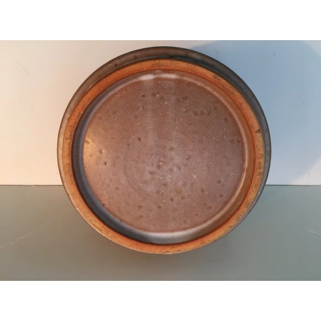 Tan Japanese Art Deco Pottery Bowl For Sale - Image 8 of 9