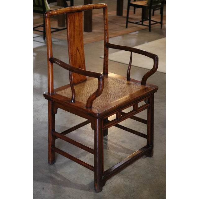 Elm Wood Armchair With Low Back For Sale - Image 4 of 7