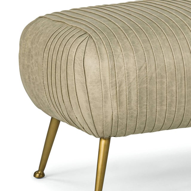 Regina Andrew Beretta Leather Bench, Cappuccino For Sale - Image 4 of 7