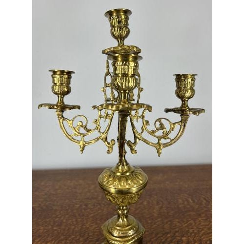 Vintage French Style Ornate 5-Arm Candelabra For Sale - Image 9 of 13