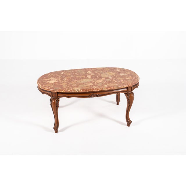Vintage Louis XV Style Coffee Table with Marble Top For Sale - Image 10 of 16