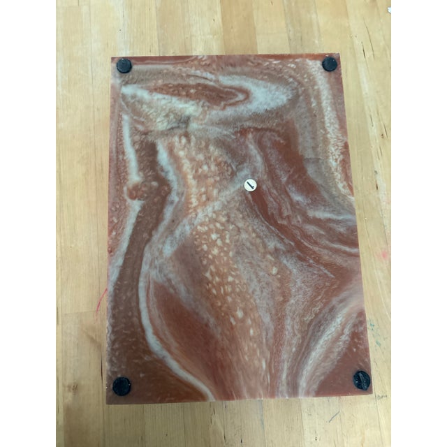 Vintage Large Pink and White Incolay Jewelry Box With High Relief Carved Pheasants and Florals For Sale - Image 9 of 9