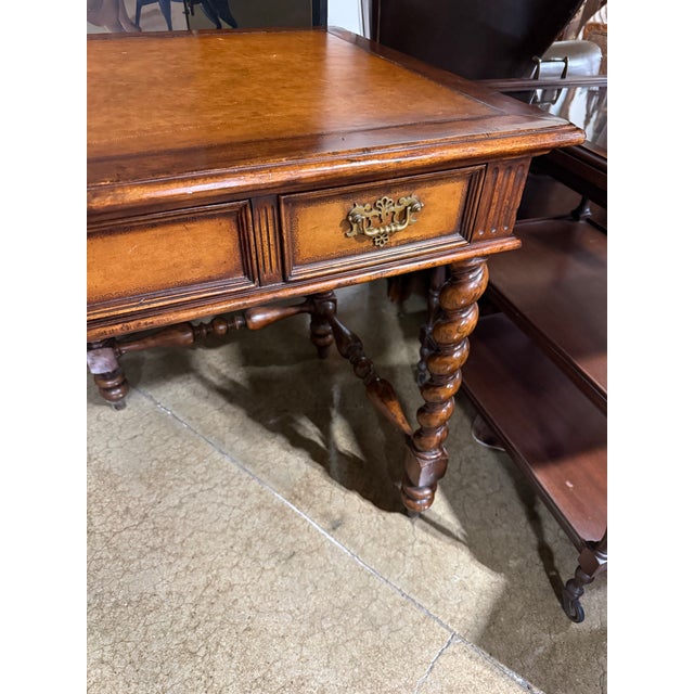 Late 20th Century English Barley Twist Leather Top Desk For Sale - Image 9 of 12