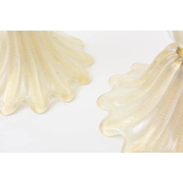 Metal Vintage 1940's Murano Rare Barovier E Toso Glass Tiered Tables Lamps With Gold Aventurine and Brass Ring FittingsMCM For Sale - Image 7 of 11