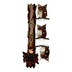 Mid-Century Brutalist Copper Owl Wall Hanging Sculpture