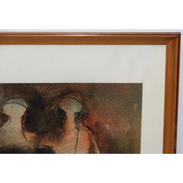 Mid Century Modern "Family Group" Mixed Media Painting C.1961 For Sale In San Francisco - Image 6 of 11