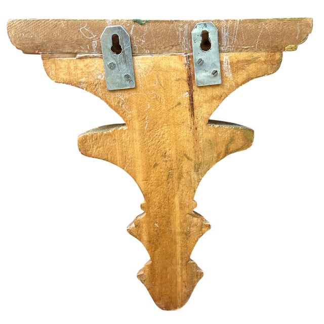 Gold Pair of Vintage Hand-Carved Giltwood Wall Brackets / Shelves – Italian Florentine Style, 9” For Sale - Image 8 of 11