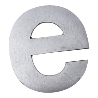 Industrial Silver Salvaged Letter E For Sale