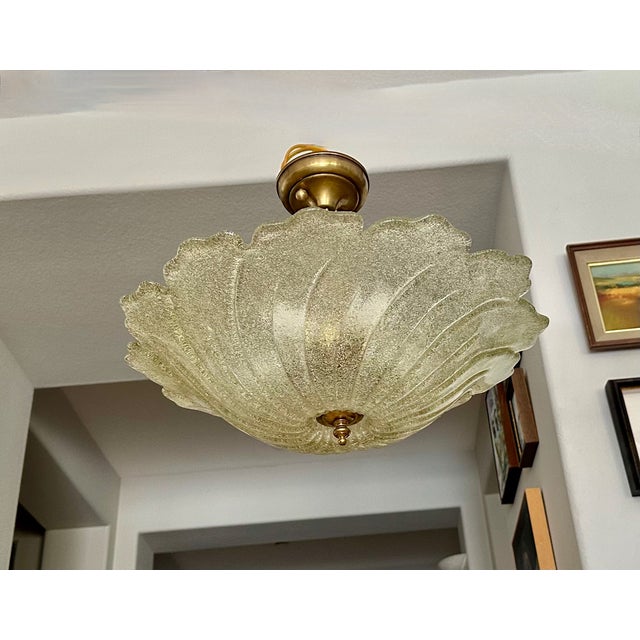 Murano Gold Rugiadoso Glass Semi Flush Mount Ceiling Light For Sale In Palm Springs - Image 6 of 18