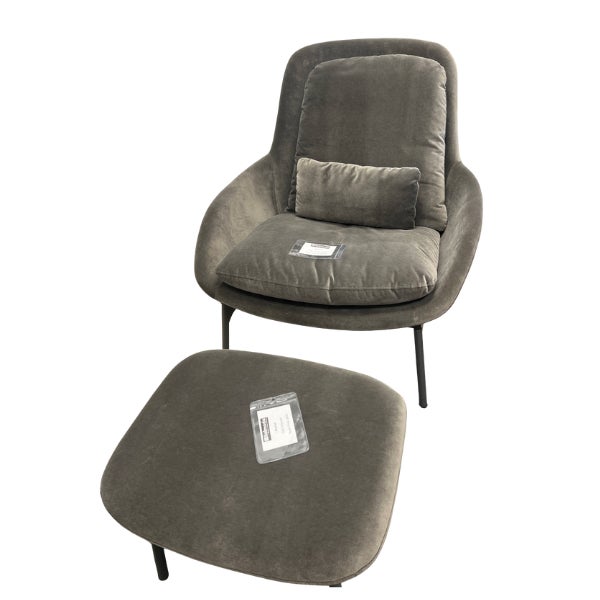 Blu Dot Field Ottoman by Blu Dot - Storm Velvet For Sale - Image 4 of 5